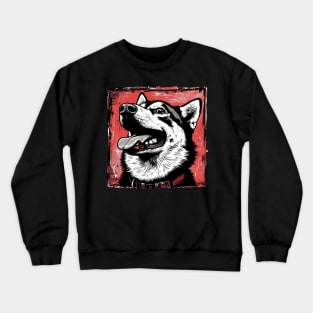 Retro Art Siberian Husky Dog Lover Crewneck Sweatshirt